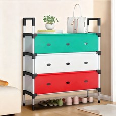 鞋架 鞋櫃 工業風鞋架 防塵鞋架組裝式 鞋架 簡易鞋架組合 鞋架多層鞋架 鞋子收納多功能鞋架, 1個, 【防塵-彩色】5層長66寬29高77cm, 彩色