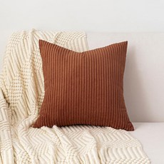 Yosodeko 롱 바디 요추 장식용 쿠션 커버 1개 세트 35.6x91.4cm(14x36인치) 머스타드 옐로우 부드러운 스트라이프 코듀로이 쿠션 케이스 모던 팜하우스 홈 데, Rust