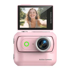 원플러스 울트라 HD 액션 카메라 플립 스크린 마그네틱 넥 스트랩 흔들림 방지 와이파이 썸 아웃도어, 04 Pink