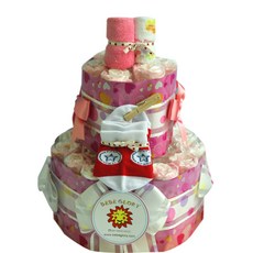 친구 아기 탄생 50일 100일 돌잔치 축하선물 기저귀케이크2단, 28개, 여아용
