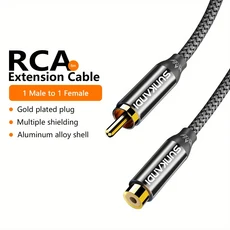SUNKANDI RCA 남성-여성 연장 케이블 구리 하우징 스테레오 오디오 어댑터, 03 2미터, 01 gray