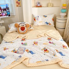 어린이 여름 이불 귀여운 캐릭터 시원한 아동 침대이불 가볍고 편안한 침구, 활기찬 위니더푸