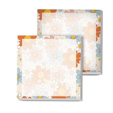 AOPEFNX 스티커 메모 패드 2개 3x3인치 귀여운 컬러풀 펀 셀프 스틱 메모 패드 쉬운 포스트 강력 접착 메모장 블랙 화이트 레오파드, Retro Flower Art