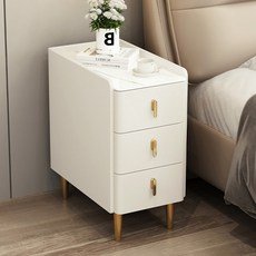 Alemon 3단 원목 서랍장 침대 옆 쇼파 수납장 다용도 협탁 사이드 수납장, 1개, 베이지