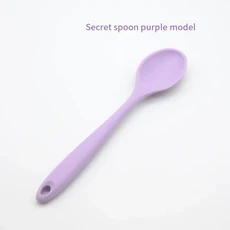 어린이 안전을 위한 식품 등급 실리콘 스푼 고온에 논스틱 냄비 이유식 보충용 학생용, 05 Purple-Secret