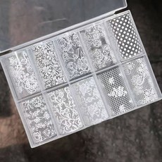 Gonail / 화이트 레이스 필름 10종 세트 필름네일, 1개, 화이트 레이스필름 10종