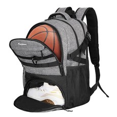 Goloni 남성 및 여성용 축구 백팩 볼 수납 공간이 있는 스포츠 가방 신발 수납 공간이 있는 체육관 백팩 축구 배구 대용량 공 장비 청소년 농구 용품 그레이, 회색