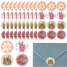 TOCCOOL 10장 장식용 씰링 라벨 스티커 - 레트로 히피 패턴 4개(데이지/평화 사인/레트로 밴/기타) 선물 포장 봉투 씰 DIY 프로젝트를 위한 방수 및 강한 접착, TOCCOOL 10장 장식용 씰링 라벨 스티커 - 레트