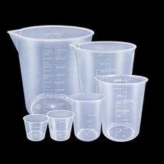 베이킹 비커 액체 측정 주전자 컨테이너에 손잡이 없이 명확한 플라스틱 졸업, 6pcs set, 1개