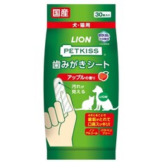 LION 獅王 PETKISS 寵物潔牙紙巾 蘋果香氛 30入