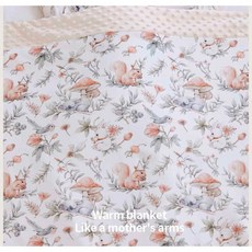 嬰兒豆豆毛毯，新生兒a類安撫寶寶蓋毯，適用於春秋冬，兒童幼兒園午睡小被子, 雙層無夾棉-深藍見鯨,140x110cm