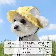 강아지 여름 통기성 귀노출 썬캡 소형견 모자, 노란색