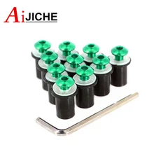 호환 범용 10PCS M5 5mm 앞 유리 볼트 나사 키트 혼다 CBR900RR CBR CBR929 CBR954 CBR1100XX, 01 green