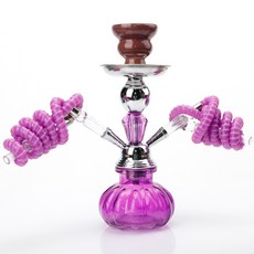 阿拉伯水煙壺全套小號鐵件雙管玻璃菸斗便攜家用KTV水煙壺, 1個, 紫色:無規格