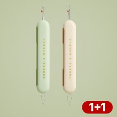 이지앤코 2in1 멀티 실꿰기 실끼우기 실밥제거기 휴대용 바느질 도구 1+1, 1개, 그린+옐로우