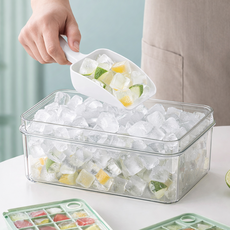 위생 뚜껑있는 얼음트레이 세트 + 아이스 보관함 + 스쿱 포함 1개, 민트