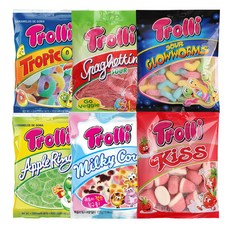 트롤리 젤리 모음/사우어 웜즈 키스 공룡 상어 스파게티 콜라 애플 피치, 09_트롤리 상어, 1개, 100g