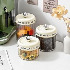 透明儲物罐 附蓋 輕奢風格 家用五穀雜糧密封罐 零食盒 圓形保鮮罐, 1個, 硅膠密封圈+銀色圓球蓋+透明罐身,徑11X高11.5cm【850ML】一個