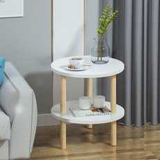 오아루 원형 침대 쇼파 사이드 테이블 2단 협탁, 화이트