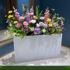 플랜트 화분 박스 사무실 조화 화단 나무 인조 베란다, 퍼플 윙클로버 수국 혼합