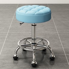美容院專用滑輪旋轉升降凳 美髮美甲圓凳 理髮店髮廊地球輪凳 舒適耐用 360度旋轉設計 高度可調節 移動方便, 天藍色-小爪銀色球輪防纏發, 1個, 天藍色-小爪銀色球輪防纏發