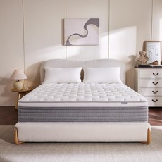 풋케비 10인치 트윈 매트리스 컴포트 폼 및 포켓 코일 하이브리드 인 박스 중형 냉각 통기성 니트 커버 모션 솔레이션 엣지 서포트 그레이 & 화이트, Twin, 10"