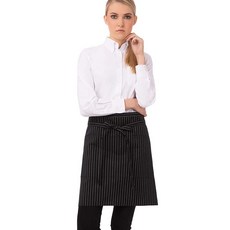 Chef Works 남성용 하프 비스트로 앞치마 블랙 W/화이트 핀스트라이프 276608