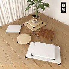 帶輪托盤 陽臺落地帶輪花盆托架主機箱架印表機 置物架 辦公室傢俱 托盤 放置架, 原木色【防撞圓角】,直徑30cm, 1個