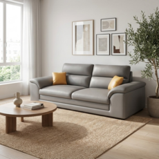 엘티제이 프리미엄 모던 가죽 소파 D2323, 그레이