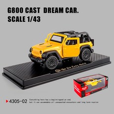 DFMEI 三開門Rross-Country合金仿真越野跑車模型兒童回力玩具小汽車, 如圖, 黃色-敞篷版Rubicon【底座彩盒裝】