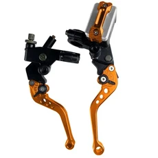 CNC 한 쌍의 78 22mm 범용 오토바이 브레이크 마스터 실린더 레버 케이블 클러치 저수지 스쿠터 스포츠 먼지 자전거, [10] orange C