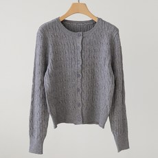 Zenit 女款基本版型圓領直紋麻花日常針織開襟衫 Ayukkwa開襟衫