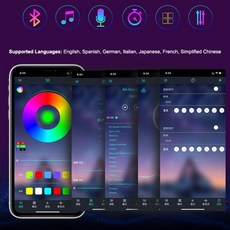 RGB LED 스트립 조명 SMD 5050 USB 원격 및 앱 제어 블루투스 유연한 테이프 다이오드 리본 TV 배경 거실, 02 1M