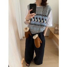 복고풍 고급스러운 니트 조끼 여성 초가을 루즈핏 레이어드 스웨터 조끼