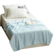 April At Home 양면 냉감 핀코트 여름 이불 - 싱글 블루