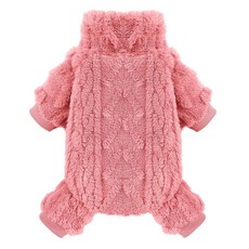 강아지 스웨터 플리스 터틀넥 겨울 강아지 옷 소형견 여아 남아용 따뜻한 플리스 강아지 파자마 우주복 애완동물 옷 강아지 스웨터 파자마 강아지 점프수트 강아지 의상 로즈 핑, Rose Red