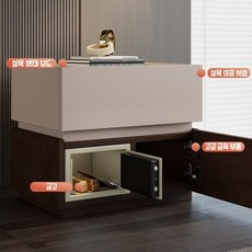 가정용 침실 미니금고 고급감 2단 협탁 수납장 안전 금고 40cm, 카키+호두색