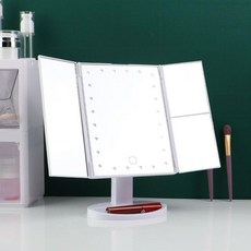 LED化妝鏡 補光鏡 無極調光 摺疊 便攜式 桌面化妝鏡, 白色