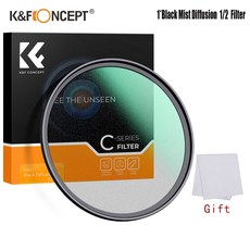 K & F CONCEPT 블랙 미스트 확산 1/2 필터 초박형 스크래치 방지 코팅 C 시리즈 49mm 58mm 62mm 67mm 72mm 77mm 82mm, 06 67MM, 1개