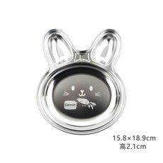 里和 韓國製 304不鏽鋼 兒童餐具, 1個, 全不鏽鋼餐盤 兔子, 白色, 全不鏽鋼餐盤