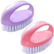 청소용 스크러빙 브러시 2팩 튼튼한 나일론 뻣뻣한 칫솔모 욕실용 클리너 브러시 쇼 싱크대 주방 욕조 바닥 다용도 청소 - 작은 크기, Pink + Purple, 1개, Pink + Purple