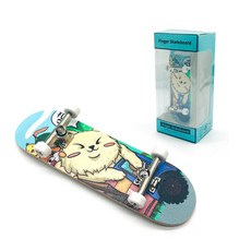 台灣熱銷 手指滑板專業軸承輪入門楓木指尖雙翹板兒童禮物創意解壓手掌滑板兒童滑板創意滑板, 1個, 趴趴貓
