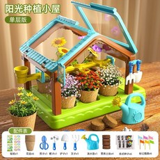 台灣熱賣 陽光房種植科學小實驗套裝種菜植物觀察玩具生日禮物手工, 【單層】6杯+6種子+工具（含配件）