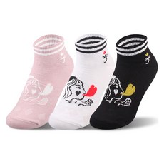 까스텔바작 여성용 논쿠션 단목양말 3족세트 CS5SK1011, 화이트, 블랙, 핑크, 1세트