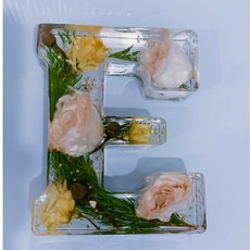 꽃 이니셜 알파벳 장식 레진 투명 인테리어 조명, I