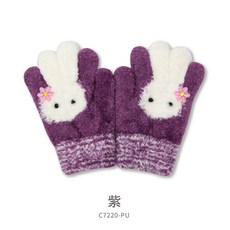 體溫魔術師丨MIT台灣製 兒童保暖萊卡單層手套 3-7歲兔兔羽毛設計冬季手套