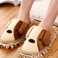 극세사 바닥 청소 강아지 걸레슬리퍼, 브라운, 브라운, 1개