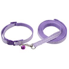 퍼플펫 반려동물 초경량 목줄 + 리드줄 세트, 보라색(도트무늬), 1개