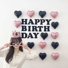 까사루미 미니 하트 생일파티용품 풍선세트, 1세트, 핑크왕관세트 1세트, 핑크왕관세트
