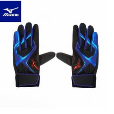 MIZUNO 美津濃 打擊手套 1EJEA51709 黑/藍/紅 舒適透氣 掌心加厚, 1個